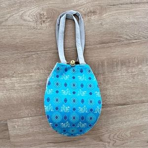 Blue Egg Shape‎ Silk Embroidered Purse Handbag